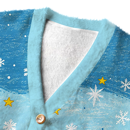 Uglysweatershops Powered Horse Fuzzy Ugly Cardigan Sweatshirt