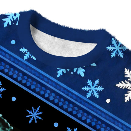 Uglysweatershops Retro Trout Fishing Fuzzy Christmas Ugly Sweatshirt