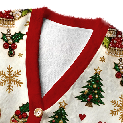 Uglysweatershops Christmas 2026 Fuzzy Ugly Cardigan Sweatshirt