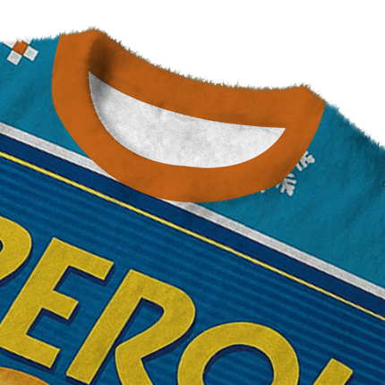 Uglysweatershops Orange Beer Fuzzy Christmas Ugly Sweatshirt
