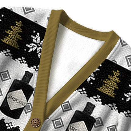 Uglysweatershops Black Beer Ugly Cardigan Sweater