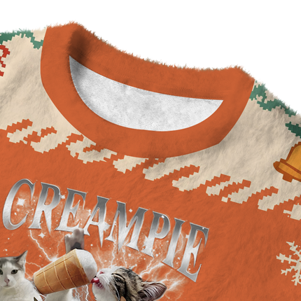 Uglysweatershops Creampie Connoisseur Meme Fuzzy Christmas Ugly Sweatshirt