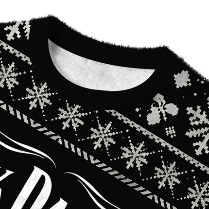 Uglysweatershops Vintage Distillery Label Aesthetic Fuzzy Christmas Ugly Sweatshirt