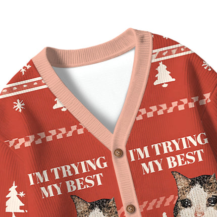 Uglysweatershops I'm Trying My Best Kids Ugly Cardigan Sweater
