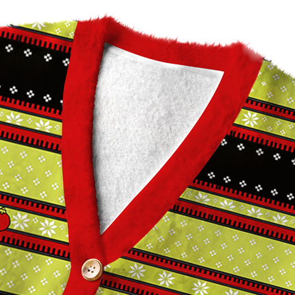 Uglysweatershops Ho Ho Ho Fuzzy Ugly Cardigan Sweatshirt