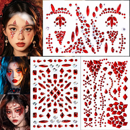 Uglysweatershops 2-piece Halloween Rhinestone Face Stickers