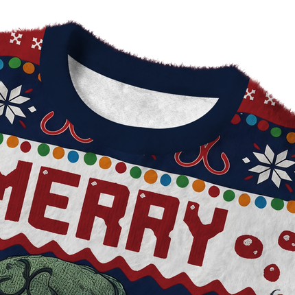 Uglysweatershops Merry Fishmas Fuzzy Christmas Ugly Sweatshirt