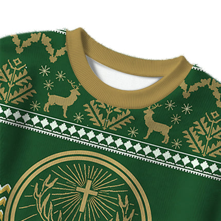 Uglysweatershops Green Deer Christmas Ugly Sweater