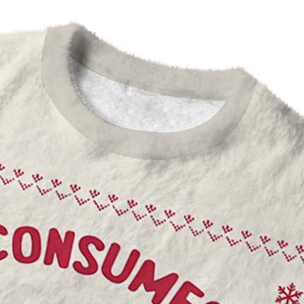 Uglysweatershops Rage Consumes Me Pink Cat Fuzzy Christmas Ugly Sweatshirt