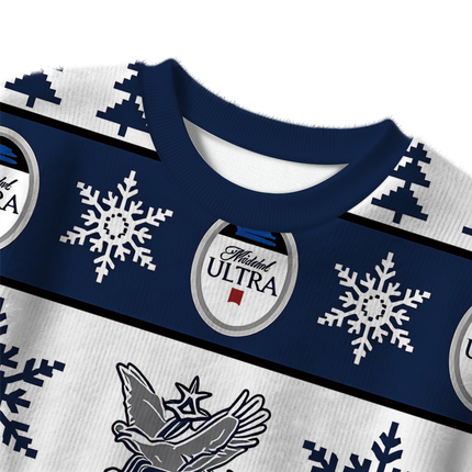 Uglysweatershops Blue White Snowflake Deer Christmas Ugly Sweater