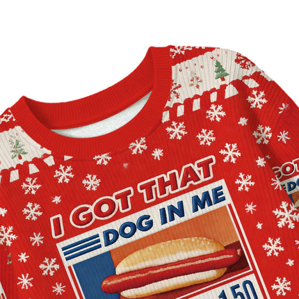 Uglysweatershops I Got That Dog In Me Red Kids Ugly Sweater