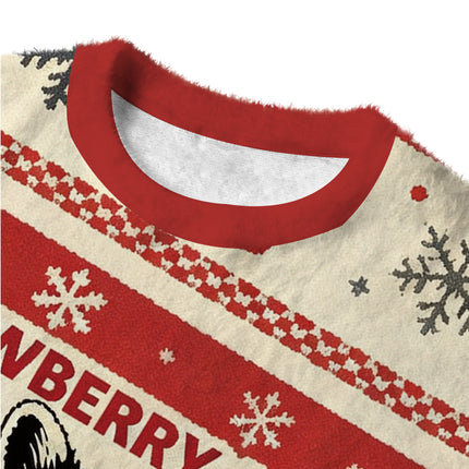 Uglysweatershops Strawberry Jams Raccoon Fuzzy Christmas Ugly Sweatshirt
