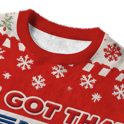Uglysweatershops I Got That Dog In Me Red Fuzzy Christmas Ugly Sweatshirt