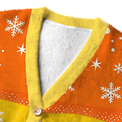Uglysweatershops Cats and Flowers Fuzzy Ugly Cardigan Sweatshirt