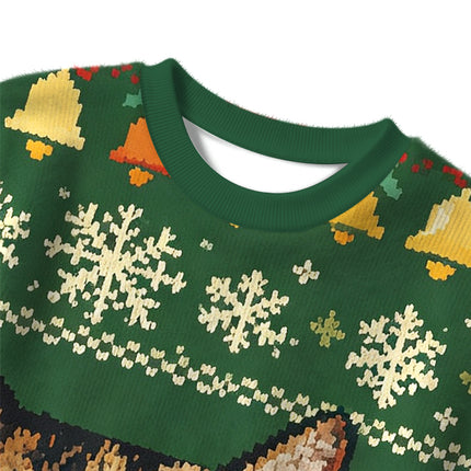 Uglysweatershops Funny Smoking Cat Green Christmas Ugly Sweater