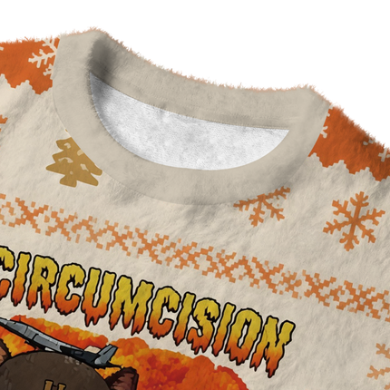 Uglysweatershops Circumcision Survivor Funny Cat Meme Fuzzy Christmas Ugly Sweatshirt