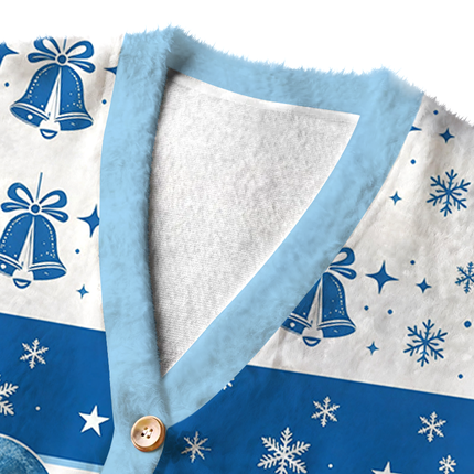 Uglysweatershops Vintage Moon Fuzzy Ugly Cardigan Sweatshirt