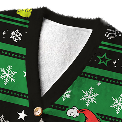 Uglysweatershops Up To Snow Good Fuzzy Ugly Cardigan Sweatshirt