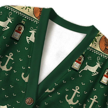 Uglysweatershops Green Beer Ugly Cardigan Sweater