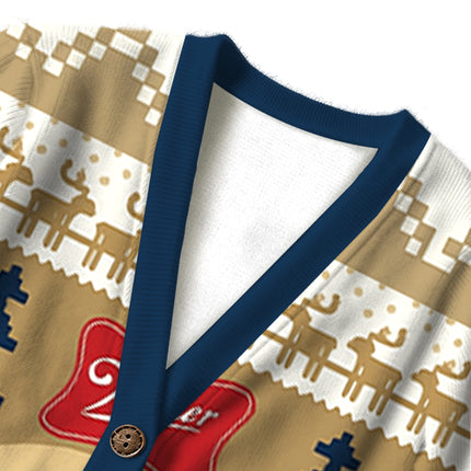 Uglysweatershops Fine Beer Ugly Cardigan Sweater