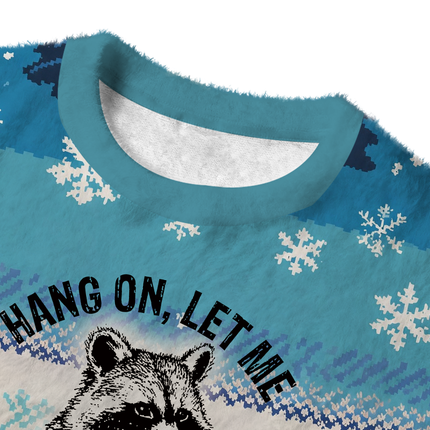 Uglysweatershops Overthink Raccoon Fuzzy Christmas Ugly Sweatshirt