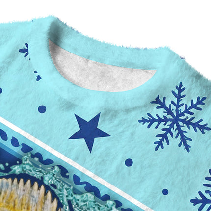 Uglysweatershops Vintage Freshwater Fish Fuzzy Christmas Ugly Sweatshirt