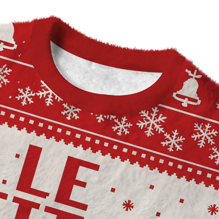 Uglysweatershops Le Tits Now Fuzzy Christmas Ugly Sweatshirt