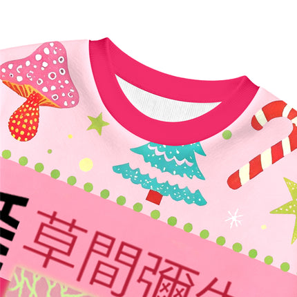 Uglysweatershops Pink Mushroom Christmas Ugly Sweatshirt