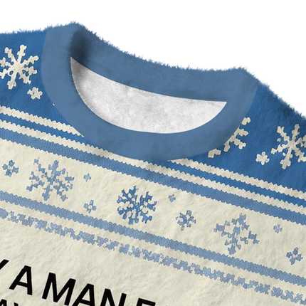 Uglysweatershops Buy a Man Eat Fish Fuzzy Christmas Ugly Sweatshirt