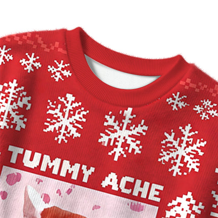 Uglysweatershops Tummy Ache Survivor Funny Cat Meme Christmas Ugly Sweater