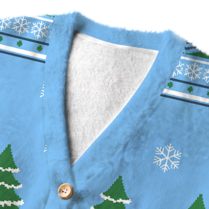 Uglysweatershops Retro Camper Fuzzy Ugly Cardigan Sweatshirt