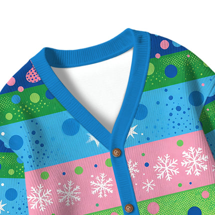 Uglysweatershops Summer Flowers Vintage Kids Ugly Cardigan Sweater