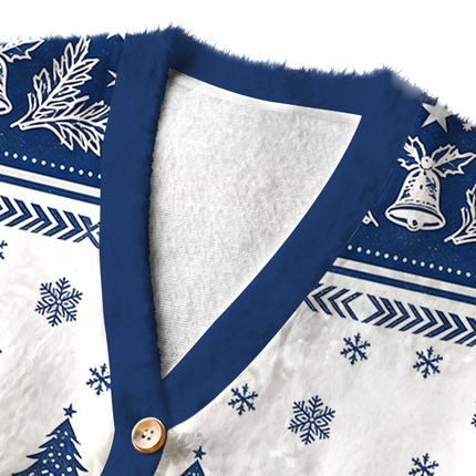 Uglysweatershops Vintage Cross Acoustic Guitar Country Fuzzy Ugly Cardigan Sweatshirt