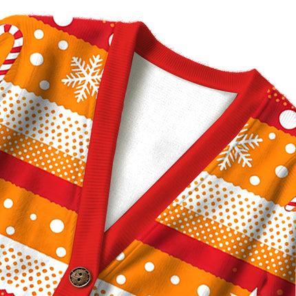 Uglysweatershops Art Flower Vintage Ugly Cardigan Sweater