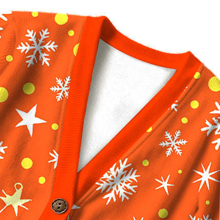 Uglysweatershops Blue Orange Pumpkin Ugly Cardigan Sweater
