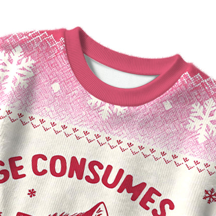 Uglysweatershops Rage Consumes Me Pink Cat Christmas Ugly Sweater