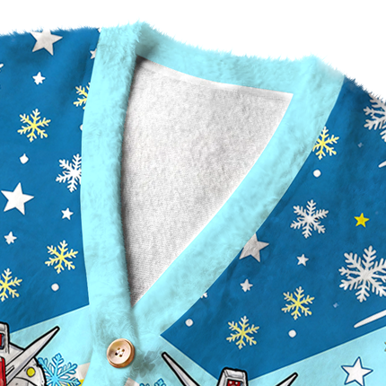 Uglysweatershops Retro Mecha Robot Head Fuzzy Ugly Cardigan Sweatshirt