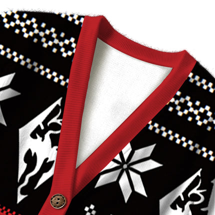 Uglysweatershops Funny Mask Ugly Cardigan Sweater