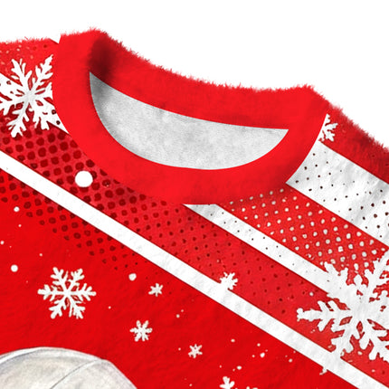 Uglysweatershops Retro Formula Racing Driver Fuzzy Christmas Ugly Sweatshirt