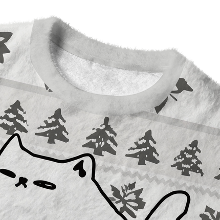 Uglysweatershops I Need Ibuprofen Cat Fuzzy Christmas Ugly Sweatshirt