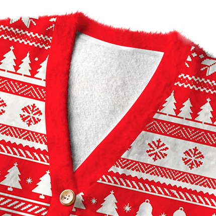 Uglysweatershops Retro Ornate Beer Fuzzy Ugly Cardigan Sweatshirt