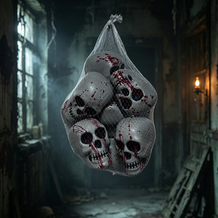 Uglysweatershops Halloween Glowing Bloody Mesh Bag Skull Horror Pendant