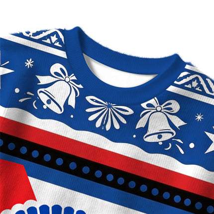 Uglysweatershops Retro Blue Ribbon Christmas Ugly Sweater