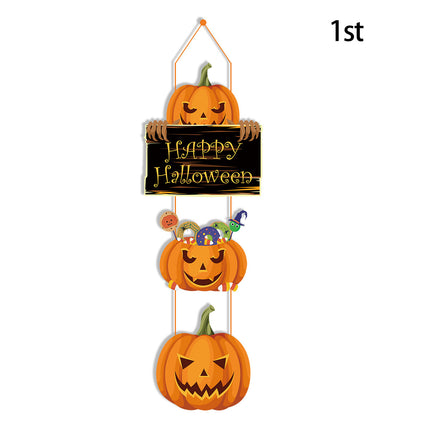 Uglysweatershops Halloween 3-Pack Pumpkin Magic Hat Door Hanging Decoration