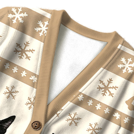 Uglysweatershops Smkong Black Cat Ugly Cardigan Sweater