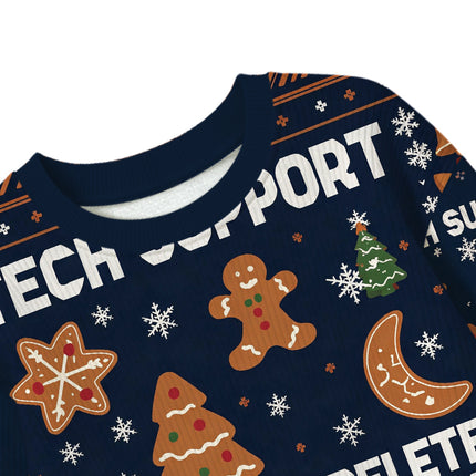 Uglysweatershops Blue Tech Support Computer Programmer Kids Ugly Sweater