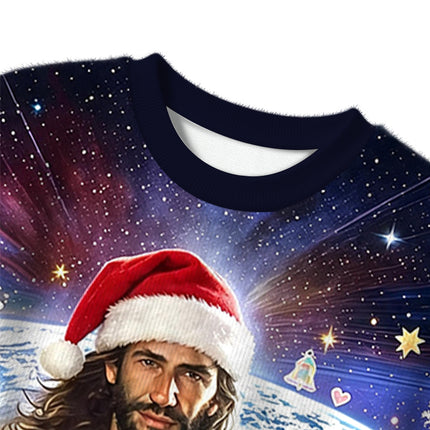 Uglysweatershops Jesus Holding a Cigarette Christmas Ugly Sweater