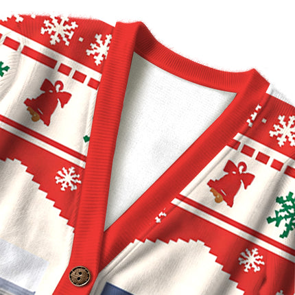 Uglysweatershops Red Smoking Cat Meme Ugly Cardigan Sweater