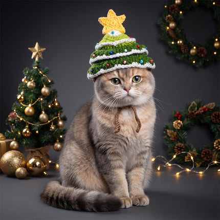 Uglysweatershops Pet Christmas Tree Knit Hat