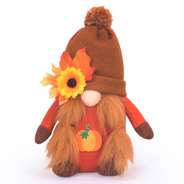 Uglysweatershops Pumpkin Harvest Maple Leaf Faceless Doll Dwarf Figurine